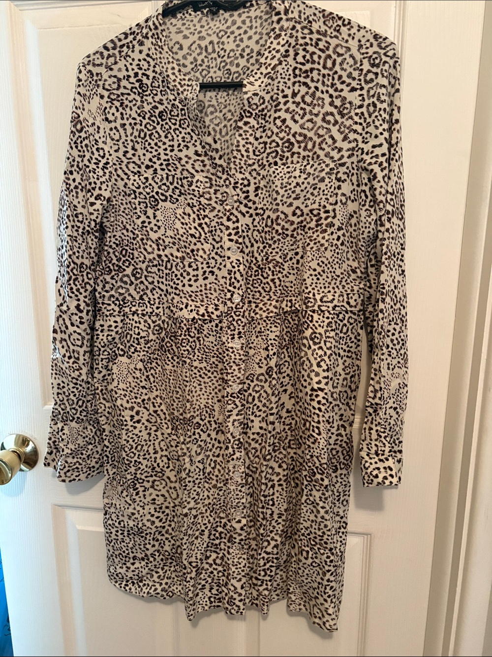 Velvet Heart Beige and Black Leopard Print Long Sleeve Dress/ duster